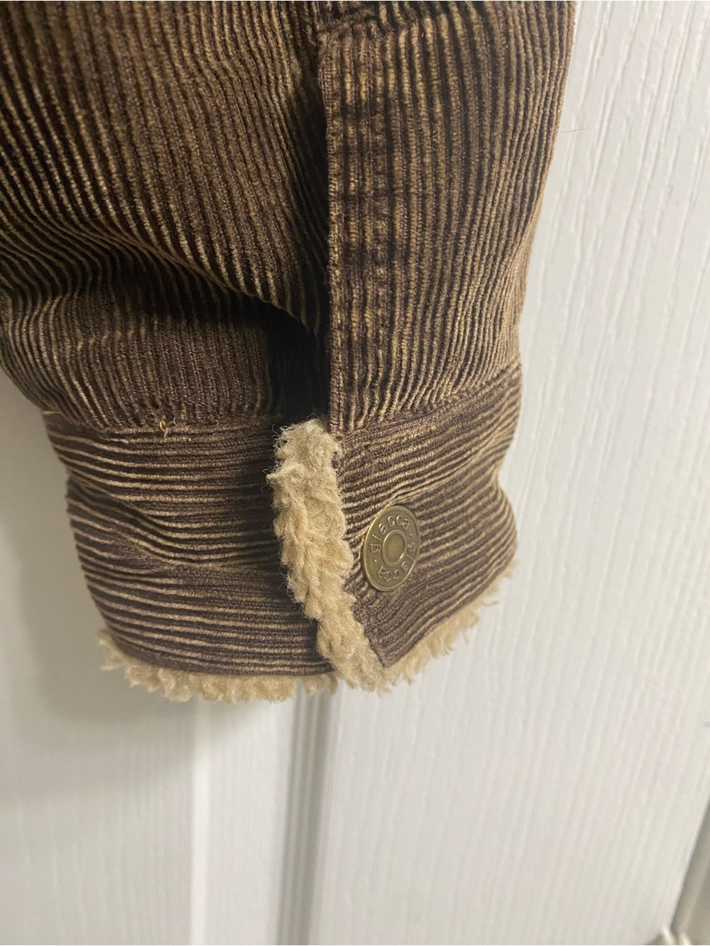 Vintage 90s Giacca Corduroy Sherpa Crop Penny Lane Y2K Brown Trucker Jacket M - Picture 13 of 13